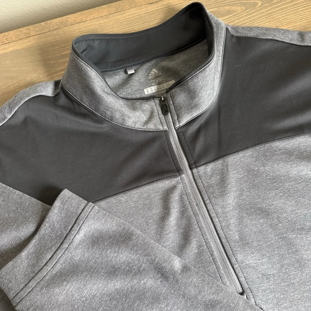 Adidas Golf Men's 2XL Two Tone Grey 1/4 Quarter Zip Long‎ Sleeve Pullover
